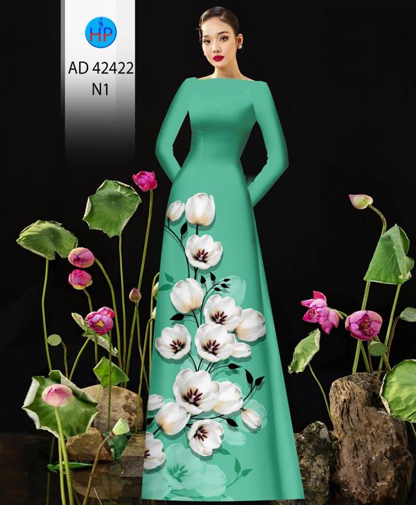 Vải Áo Dài Hoa In 3D AD 42422 13